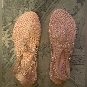 Pink Sparkly Knitted Slip Ons